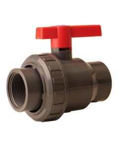 Kugelhähne mit 1 Überwurfverschraubung, PVC, ½" Innengewinde mit O-Ring